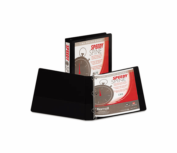 SAM18130C Speedy Spine Round Ring View Binder, 11 x 8-1/2, 1" Capacity, Black By SAMSILL CORPORATION