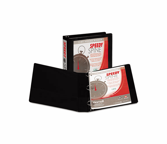SAM18150C Speedy Spine Round Ring View Binder, 11 x 8-1/2, 1-1/2" Capacity, Black By SAMSILL CORPORATION