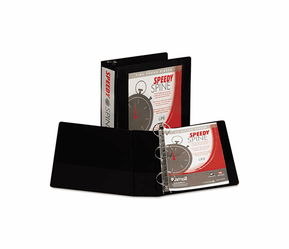 SAM18180C Speedy Spine Round Ring View Binder, 11 x 8-1/2, 3" Capacity, Black By SAMSILL CORPORATION