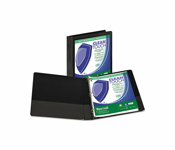 SAM18230 Clean Touch Locking Round Ring View Binder, 1" Capacity, Black By SAMSILL CORPORATION