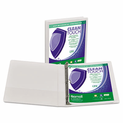 SAM18237 Clean Touch Locking Round Ring View Binder, 1" Capacity, White By SAMSILL CORPORATION