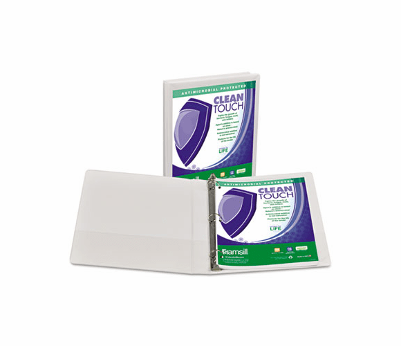 SAM18237 Clean Touch Locking Round Ring View Binder, 1" Capacity, White By SAMSILL CORPORATION