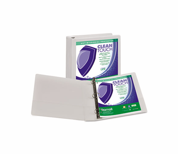 SAM18257 Clean Touch Locking Round Ring View Binder, 1-1/2" Capacity, White By SAMSILL CORPORATION