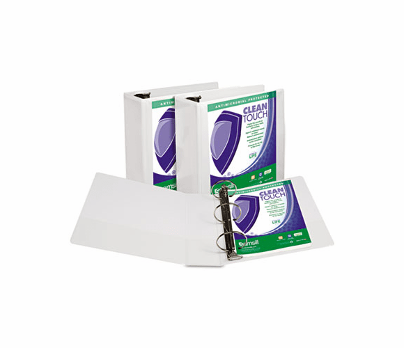 SAM18297 Clean Touch Locking Round Ring View Binder, 4" Capacity, White By SAMSILL CORPORATION