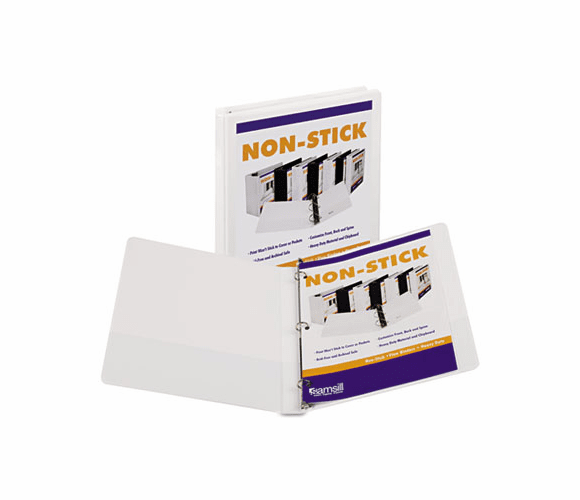 SAM18417 Nonstick Round Ring Poly View Binder, 11 x 8-1/2, 1/2" Capacity, White By SAMSILL CORPORATION