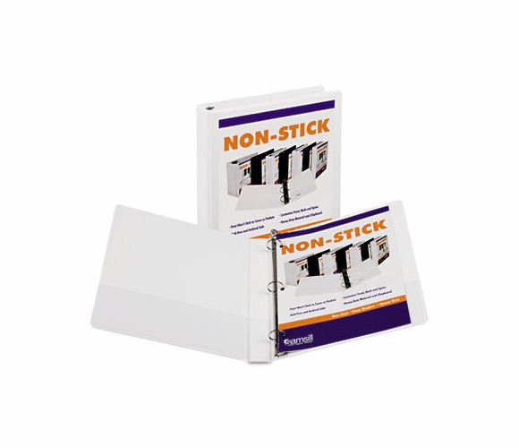 SAM18437 Nonstick Round Ring Poly View Binder, 11 x 8-1/2, 1" Capacity, White By SAMSILL CORPORATION