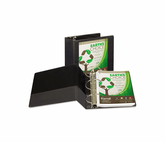 SAM18900 Earth's Choice Biodegradable Round Ring View Binder, 5" Capacity, Black By SAMSILL CORPORATION