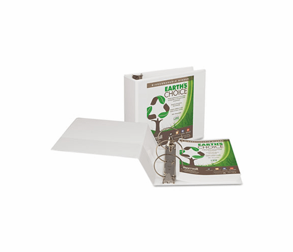 SAM18907 Earth's Choice Biodegradable Round Ring View Binder, 5" Capacity, White By SAMSILL CORPORATION
