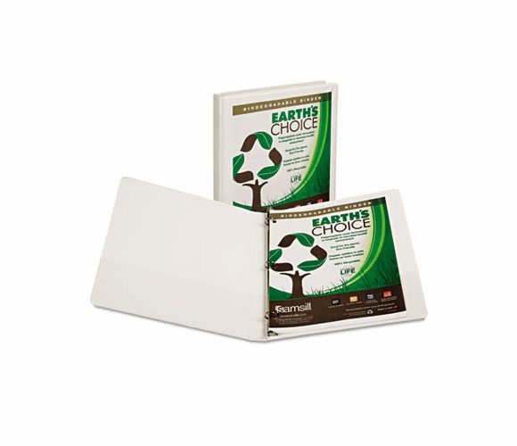 SAM18917 Earth's Choice Biodegradable Round Ring View Binder, 1/2" Capacity, White By SAMSILL CORPORATION