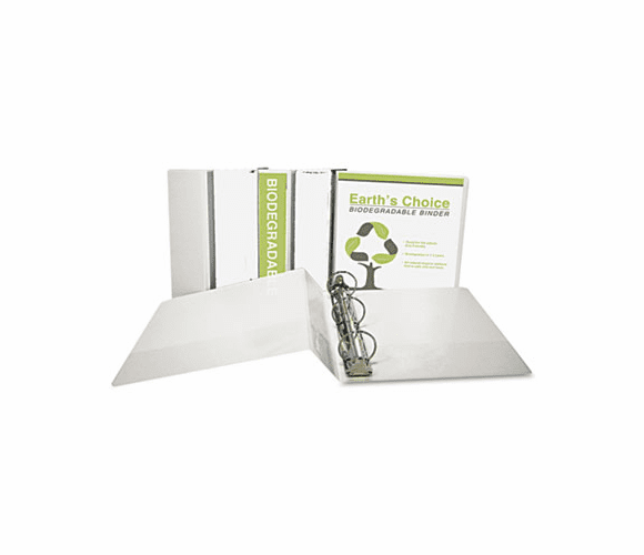 SAM18997 Earth's Choice Biodegradable Round Ring View Binder, 4" Capacity, White By SAMSILL CORPORATION