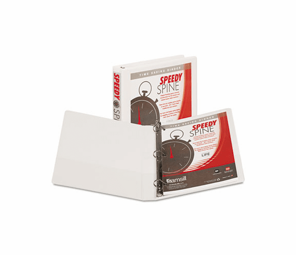 SAM19137C Speedy Spine Angle-D Ring View Binder, 11 x 8-1/2, 1" Capacity, White By SAMSILL CORPORATION