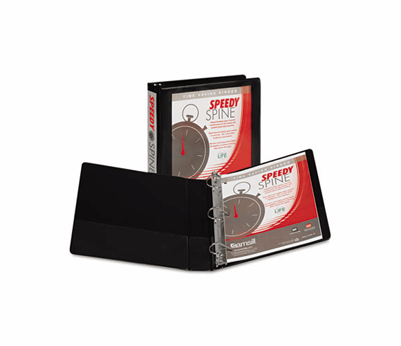 SAM19150C Speedy Spine Angle-D Ring View Binder, 11 x 8-1/2, 1-1/2" Capacity, Black By SAMSILL CORPORATION