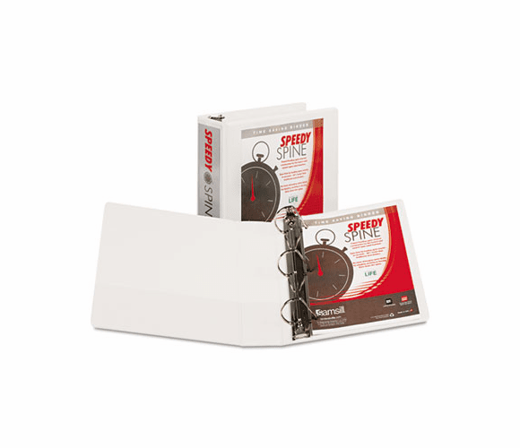 SAM19187C Speedy Spine Angle-D Ring View Binder, 11 x 8-1/2, 3" Capacity, White By SAMSILL CORPORATION