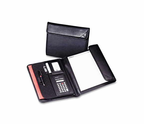 SAM70890 Professional Tri-Fold Padfolio w/Calculator, Writing Pad, Vinyl, Black By SAMSILL CORPORATION