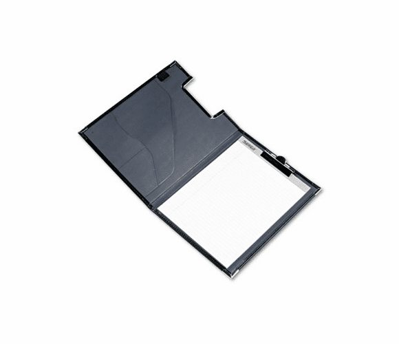 SAM71010 Pad Holder, Leather-Look w/Brass Corners Pockets, Black By SAMSILL CORPORATION