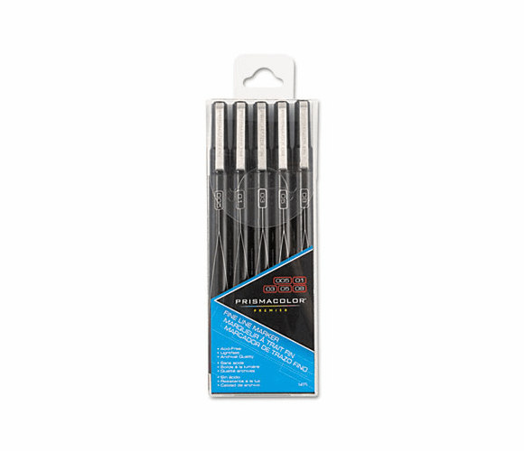SAN14171 Premier Fine Line Markers, Black, 5/Set By SANFORD