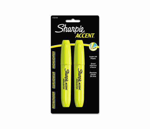SAN1733164 Accent Jumbo Highlighter, Chisel Tip, Fluorescent Yellow, 2/Pk By SANFORD