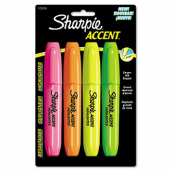 SAN1733165 Accent Jumbo Highlighters, Chisel Tip, Fluorescent Green/Orange/Pink/Yellow,4/Pk By SANFORD