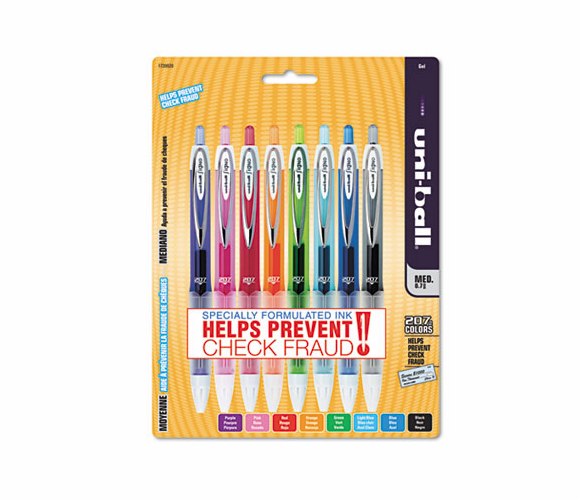 SAN1739929 Signo Gel 207 Roller Ball Retractable Gel Pen, Assorted Ink, Medium, 8 per Set By SANFORD