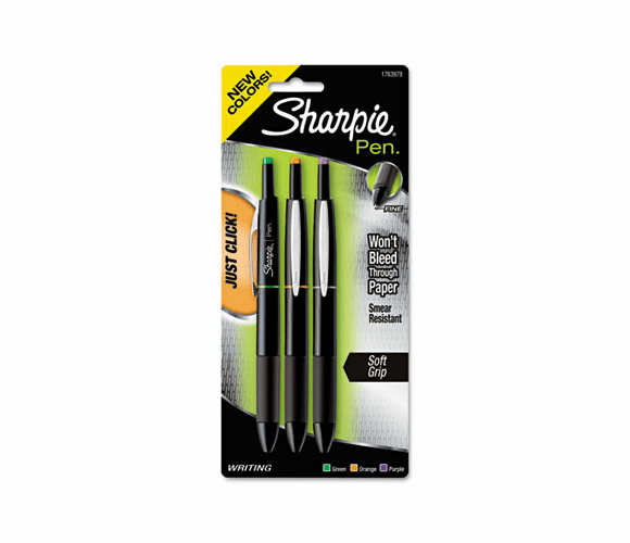 SAN1763978 Porous Point Retractable Permanent Water Resistant Pen, Asstd Fashion Clrs, 3/Pk By SANFORD