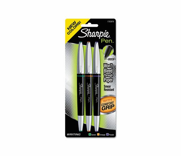 SAN1763979 Grip Porous Point Stick Permanent Water Resistant Pen, Asstd Fashion Clrs, 3/Pk By SANFORD