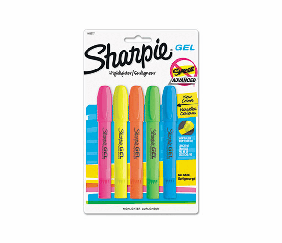 SAN1803277 Gel Highlighter, Assorted Colors, 5 per Pack By SANFORD