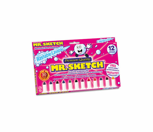 SAN19072TL Washable Watercolor Markers, Conical Point, Assorted, 12/Set By SANFORD