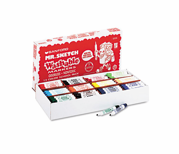 SAN1916TL Washable Watercolor Markers, Conical Point, 12 Colors, 192/Set By SANFORD