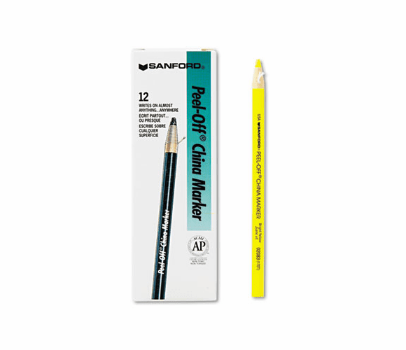 SAN2083 Peel-Off China Markers, Yellow, Dozen By SANFORD
