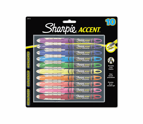 SAN24415PP Accent Liquid Pen Style Highlighter, Chisel Tip, Assorted, 10/Set By SANFORD