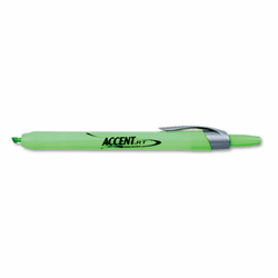 SAN28026 Accent Retractable Highlighters, Chisel Tip, Fluorescent Green, 12/Pk By SANFORD