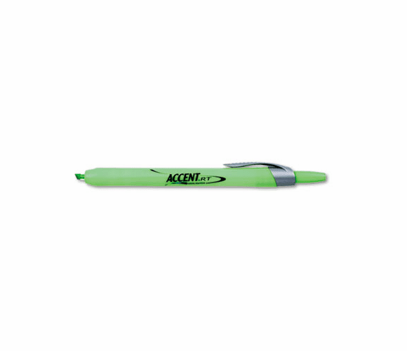 SAN28026 Accent Retractable Highlighters, Chisel Tip, Fluorescent Green, 12/Pk By SANFORD