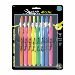 SAN28101 Accent Retractable Highlighters, Chisel Tip, Assorted Colors, 8/Set By SANFORD