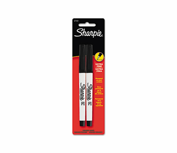 SAN37161PP Permanent Marker, Ultra Fine Point, Black, 2/Pack By SANFORD