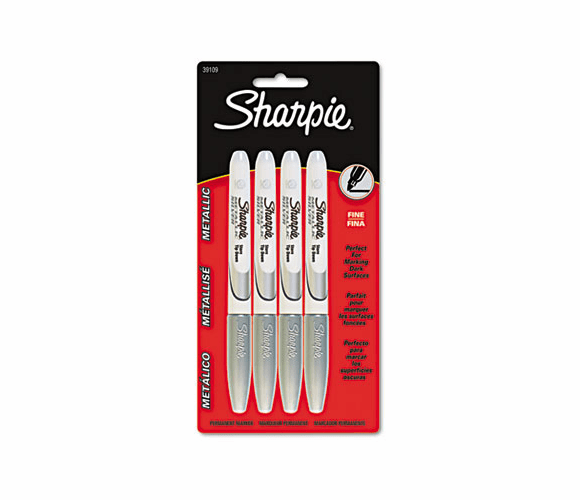 SAN39109PP Metallic Permanent Marker, Fine Point, Metallic Silver, 4/Pack By SANFORD