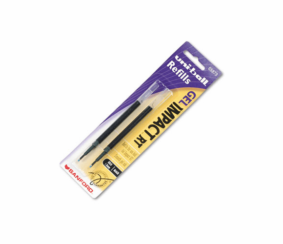 SAN65873PP Refill for uni-ball Gel IMPACT RT Roller Ball Pens, Bold, Black, 2/Pack By SANFORD