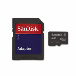 SDISDQ4096A11M microSD Memory Card w/Adapter, 4GB By SANDISK CORPORATION