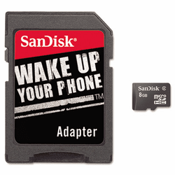 SDISDQ8192A11M microSD Memory Card w/Adapter, 8GB By SANDISK CORPORATION
