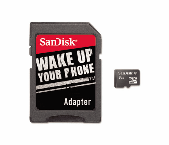 SDISDQ8192A11M microSD Memory Card w/Adapter, 8GB By SANDISK CORPORATION