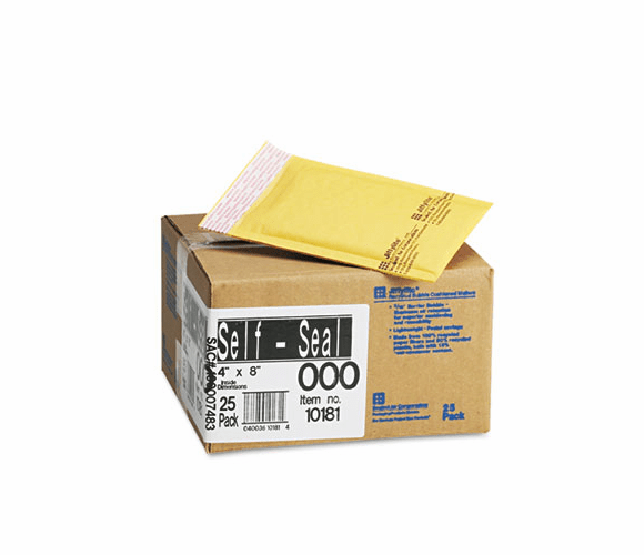 SEL10181 Jiffylite Self-Seal Mailer, Side Seam, #000, 4 x 8, Golden Brown, 25/Carton By ANLE PAPER/SEALED AIR CORP.