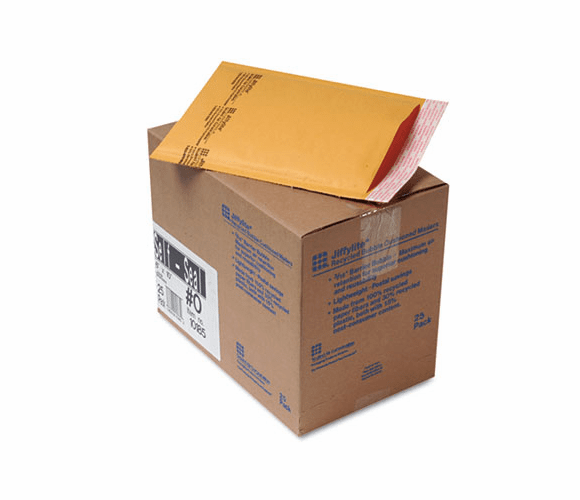 SEL10185 Jiffylite Self-Seal Mailer, Side Seam, #0, 6 x 10, Golden Brown, 25/Carton By ANLE PAPER/SEALED AIR CORP.