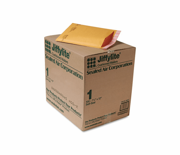 SEL39092 Jiffylite Self-Seal Mailer, Side Seam, #1, 7 1/4 x 12, Golden Brown, 100/Carton By ANLE PAPER/SEALED AIR CORP.