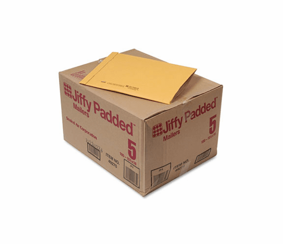 SEL49275 Jiffy Padded Mailer, Side Seam, #5, 10 1/2 x 16, Golden Brown, 100/Carton By ANLE PAPER/SEALED AIR CORP.
