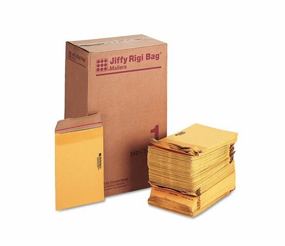 SEL49380 Jiffy Rigi Bag Mailer, Side Seam, #1, 7 1/4 x 12, Golden Brown, 250/Carton By ANLE PAPER/SEALED AIR CORP.