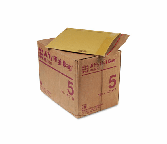 SEL49392 Jiffy Rigi Bag Mailer, Side Seam, #5, 10 1/2 x 14, Golden Brown, 150/Carton By ANLE PAPER/SEALED AIR CORP.