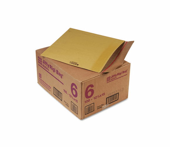 SEL49395 Jiffy Rigi Bag Mailer, Side Seam, #6, 12 1/2 x 15, Golden Brown, 100/Carton By ANLE PAPER/SEALED AIR CORP.