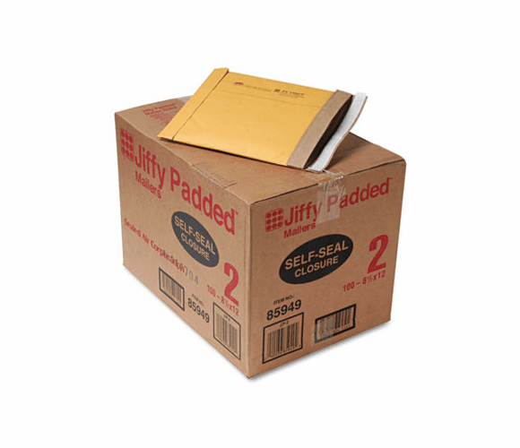 SEL85949 Jiffy Padded Self-Seal Mailer, Side Seam, #2, 8 1/2x12, Gold Brown, 100/Carton By ANLE PAPER/SEALED AIR CORP.