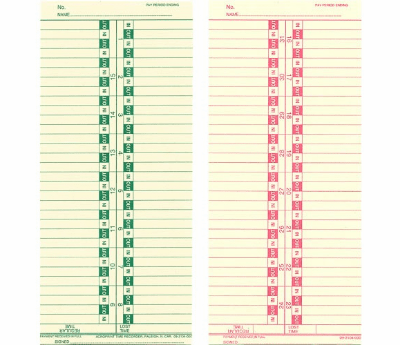 Semi-Monthly/Monthly Time Cards for Side Printers 2 Sided (1000) By Acroprint
