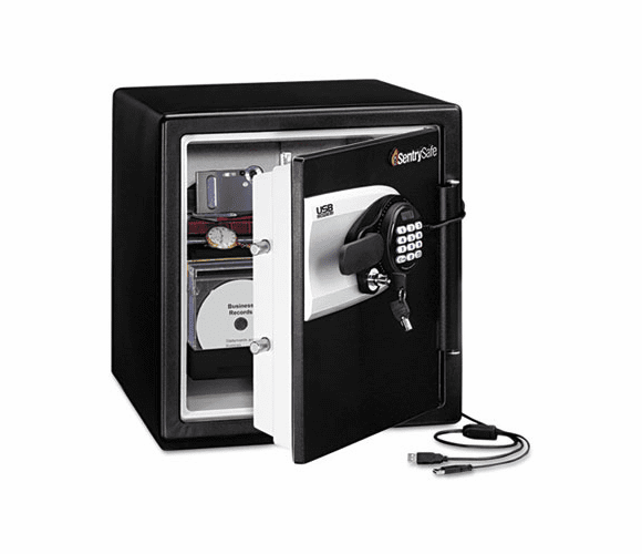 SENQE4531 Water Resistant Safe, 1.2 ft3, 16-11/32w x 19-5/16d x 17-27/32h, Black/Silver By SENTRY