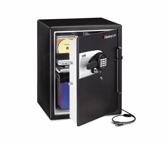 SENQE5541 Water Resistant Safe, 2 ft3, 18-19/32w x 19-5/16d x 23-3/4h, Black/Silver By SENTRY